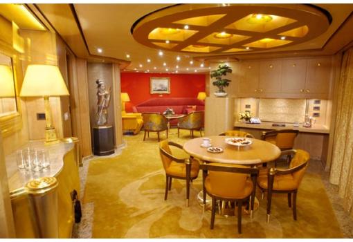 La exclusiva Penthouse Suite, la más grande del buque